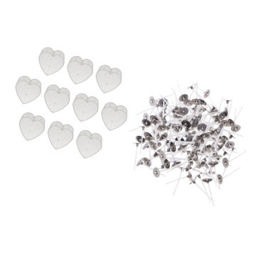 200pcs Pre-waxed Candle Wicks and 10pcs Plastic Clear Heart Tealight Cups Empty Case Container Holder for Candle Making