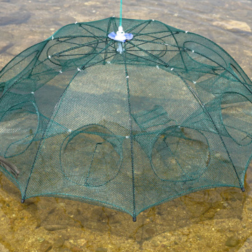 Strengthened 4-8 Holes Automatic Fishing Net Shrimp Cage Nylon Foldable Crab Fish Trap Cast Net Cast Folding Fishing Network