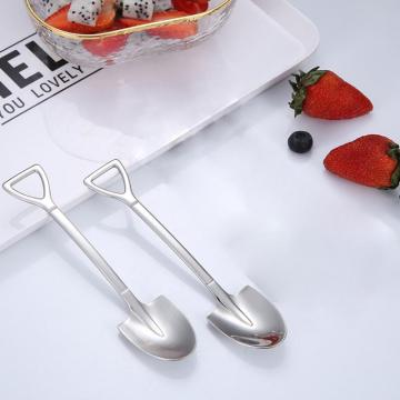 1PC 304 Stainless Steel Iron Shovel Shape Dessert Spoon Food Ice Cream Candy Tea Spoon coffee Scoop Tableware Drinkware Tools