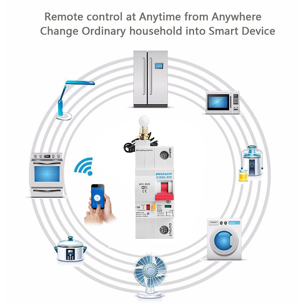 1P WiFi Smart Circuit Breaker overload short circuit protection with Alexa for Smart Home