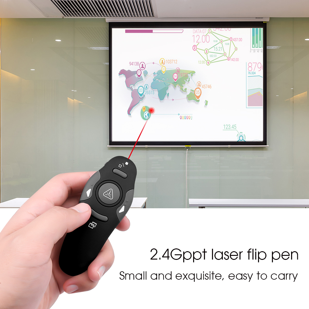 kebidumei 2.4Ghz RF Pointer Pen Wireless USB Power Point Presenter Remote Control Laser Pen Wireless Remote Red Laser Pointer