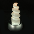 Natural Selenite Spiral Tower Carved Flame Pyramid Quartz Figurine Healing Crystal Plate Lamp Point Wicca Decor Wand White Gift