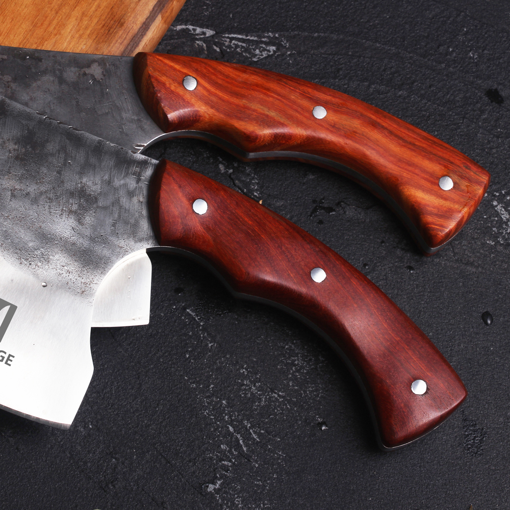 SHUOOGE Very large Full Tang Handmade Forged Chef Knife Hard Clad Steel Blade Butcher Slaughter Cleaver Knife Kitchen Chopping