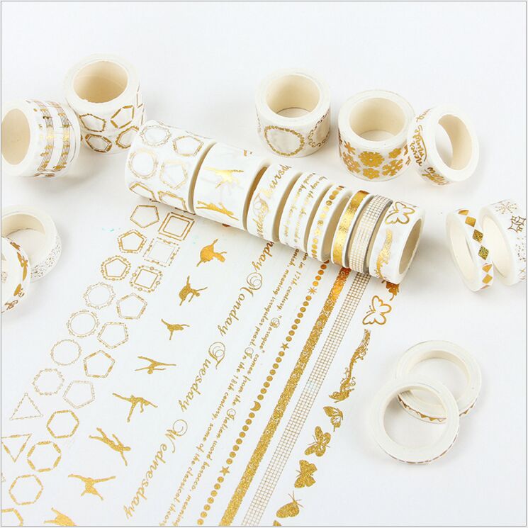 26 styles Gold Foil Stamping Stars Lace Butterfly Border Decoration Washi Tape DIY Planner Scrapbooking Masking Tape Escolar