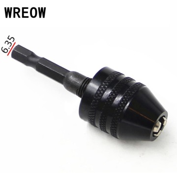 6.35mm Keyless Drill Chuck Screwdriver Impact Driver Adaptor Hex Shank Twist Drill Bit Chuck 0.3-6.5mm Quick Change Screwdriver