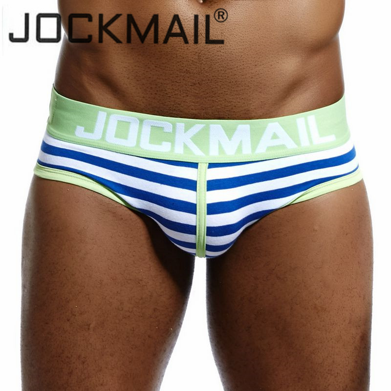 JOCKMAIL Brand Men Underwear briefs striped Sexy U convex calzoncillos hombre slips cueca Gay underwear mens bikini panties