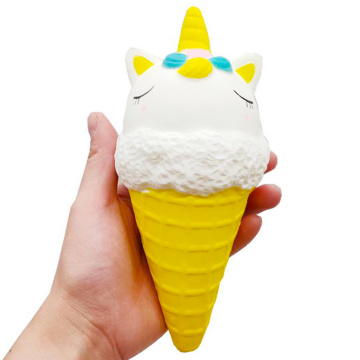 Jumbo Unicorn Ice Cream Cone Cute Squishy PU Slow Rising Soft Squeeze Toy Scent Stress Relief Fun for Kids Xmas Gift 15*10CM