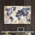 Vintage World Map Modular Wall Art Canvas Prints Painting Posters Picture for Living Room Office Modern Home Decor