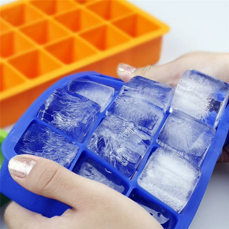 New DIY Ice Cube Mold Square Shape Silicone Ice Tray Fruit Ice Cube Ice Cream Maker Kitchen Bar Drinking Accessories 5 Colors