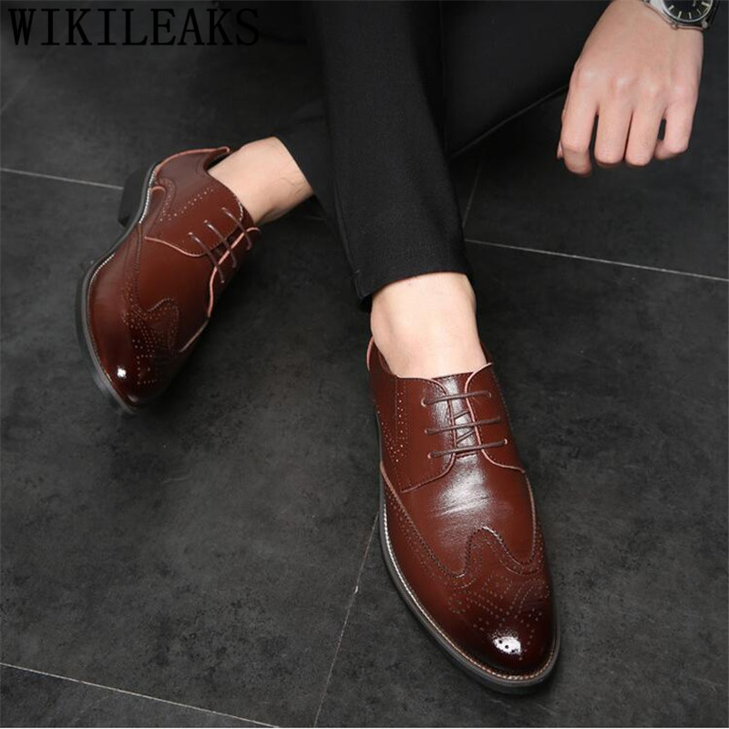 Elegant Desinger Shoes Mans Brogue Shoes Men Formal Leather Oxford Shoes For Men Zapatos Hombre Vestir Herren Schuhe Italienisch
