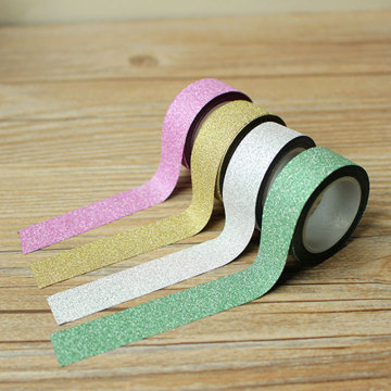 4 color Hot sales Webbing 5M Glitter Washi Sticky Paper Masking Decorative Adhesive Tape Label Craft Decorative DIY Scrapbooking