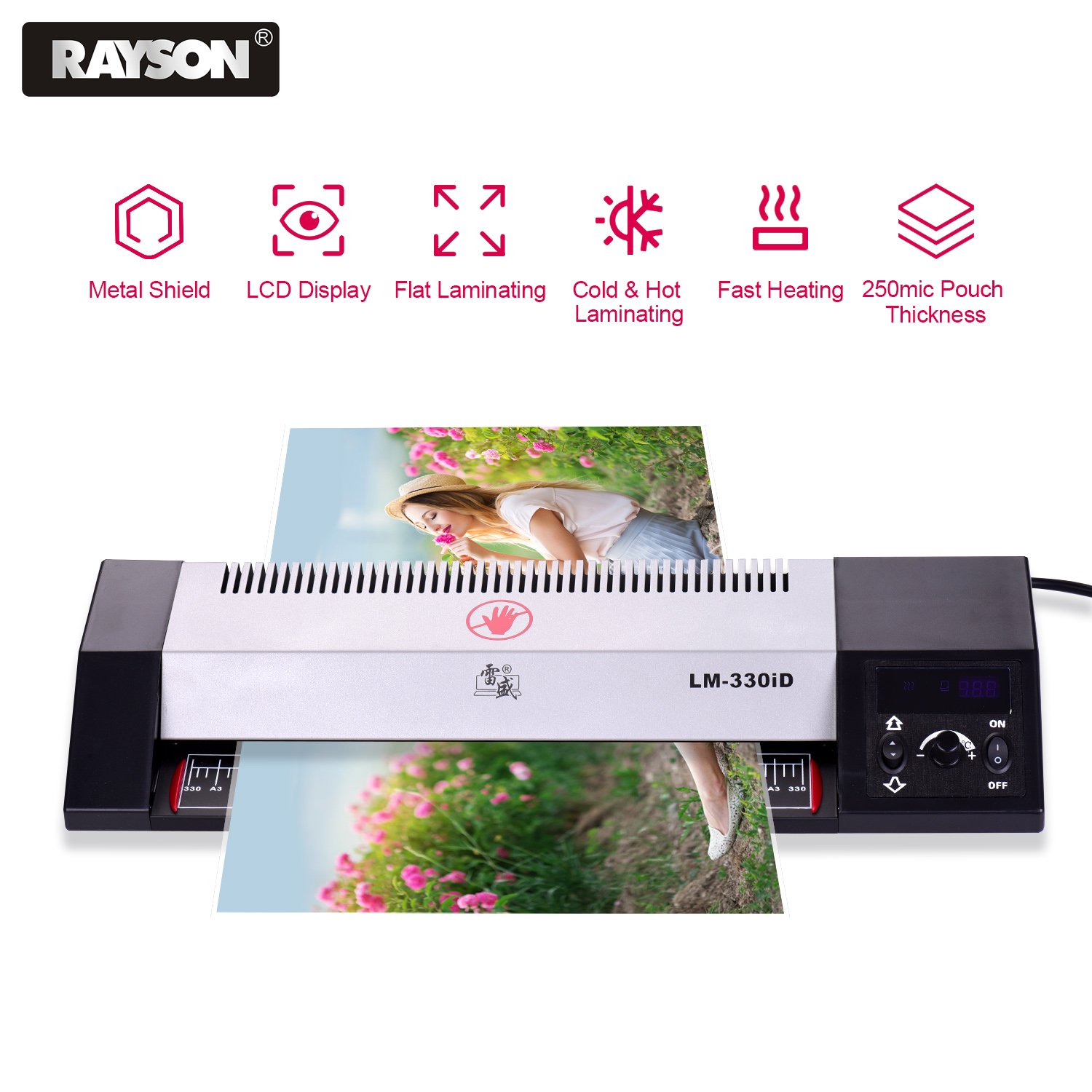 A3 Laminator Photo/Paper/Document Hot Cold Laminating Machine with 4 Roller LED Display Fast Laminating Temperature Adjustable