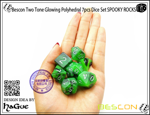 Bescon Two Tone Glowing Polyhedral 7pcs Dice Set SPOOKY ROCKS-8