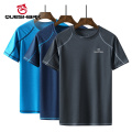 QUESHARK Professional Men Quick Dry Running T Shirt Loose Tops Breathable Camping Hiking Cycling T-shirts Tees M-8XL Asian Size