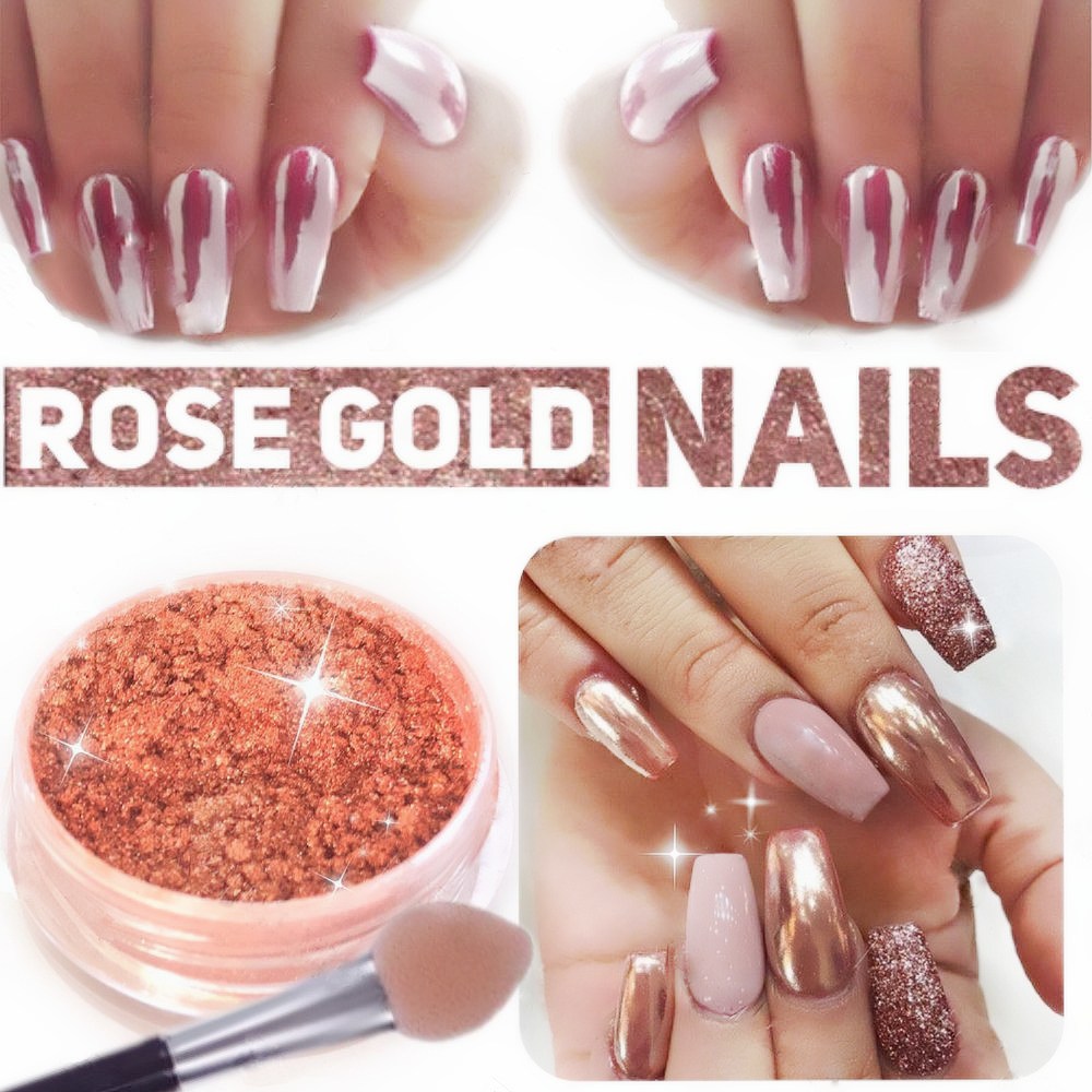 Nail Polish Rose Gold Magic Crystal Powder Superfine Rose Gold Glitter