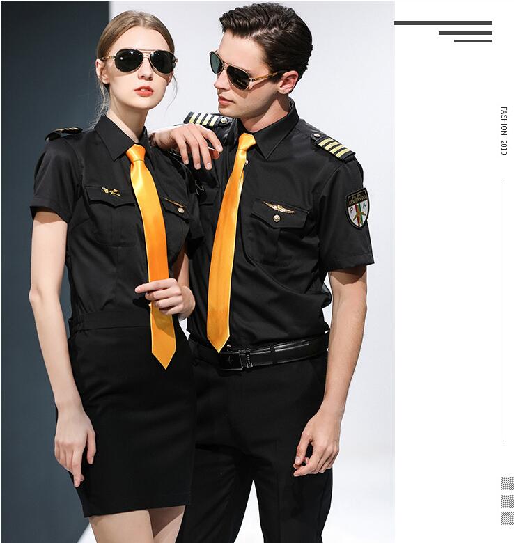 AirLine Captain Stewardess Standard Suits Student Uniform Hotel KTV Bar Waiter Workwear Cosplay Short sleeve Summer Clothing