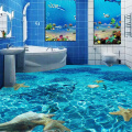3D Stereo Sea starfish Flooring Wallpaper Bedroom Bathroom PVC Self Adhesive Waterproof Wear 3D Floor Tile Mural Papel De Parede