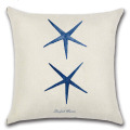 Sea Horse Printed Cushion Cover Cotton Linen Throw Pillowcase for Sofa Marine Starfish Pillow Case Decorative Pillowcases Cover