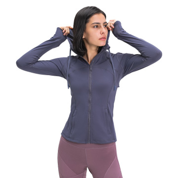 High Elastic Ladies Sports Jacket With Hood