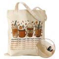 Custom Coffee Pattern Canvas Bag with Inner Pocket