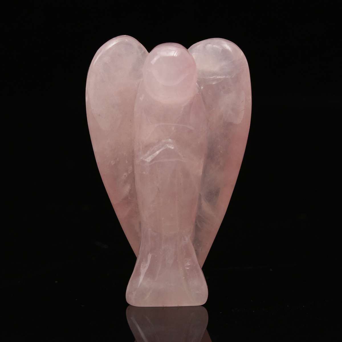 Elegant Angel Shape Natural Rose Quartz Crystal Healing Reiki Stone Pendant Mascot Figurine For Home Desk Decoration Gift