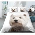 3D Dog Duvet Cover Set West Highland White Terrier Bed Set White Bedding Kids Boys Girls Cute Pet Quilt Cover 3pcs Dropship