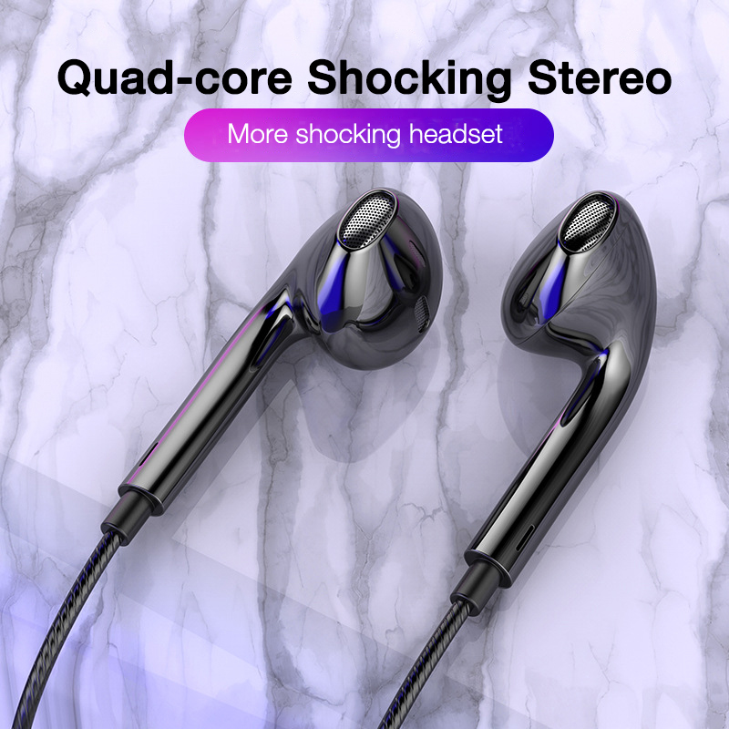 EARDECO Quad-core Mobile Wired Headphones 3.5 Sport Earbuds with Bass Phone Earphone Wire Stereo Headset Mic Music Earphones
