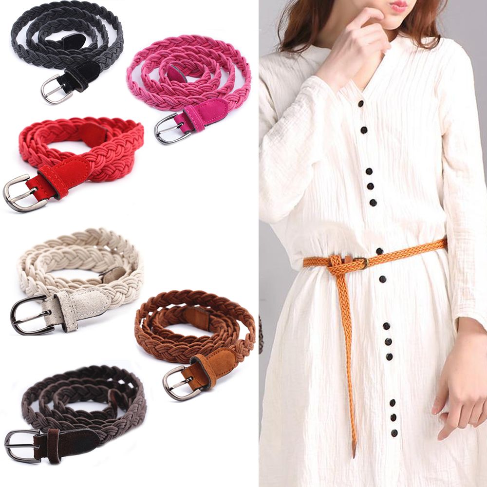 New Fashion Womens Belt Brief Knitted Hemp Rope Braid Stretch Waist Band Female Belts For Dress Ceinture Femme