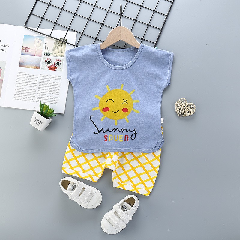 2020 fashion baby Suits baby Clothing Set for Boys Girls Cute Summer Cartoon Clothes Set Cotton Top+Shorts Kids Clothes Outfits