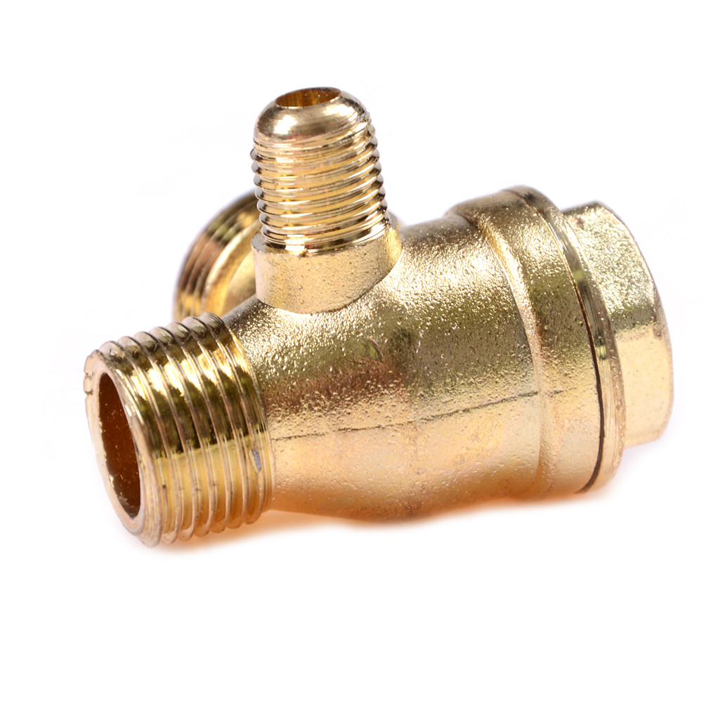 1PCS Thread 90 Degree 3 Port Brass Central Pneumatic Valves Air Compressor Check Valve DIY Home Tools