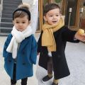 Baby Boys Woolen Jacket for Girls Long Double Breasted Warm Infant Toddler Lapel Tweed Coat Spring Autumn Winter Outerwear Coats