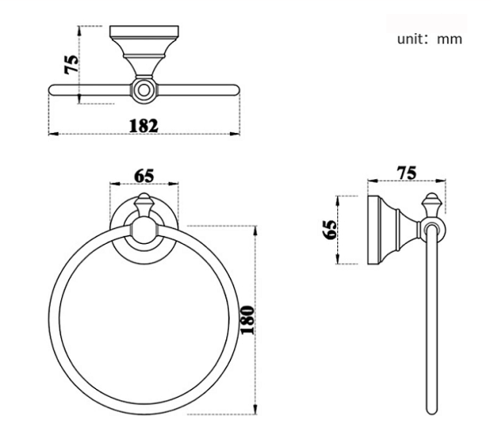 Solid Aluminium Wall-Mounted Round Antique Brass Color Towel Ring New Bathroom Towel Holder Towel Rack for Bathroom Accessories