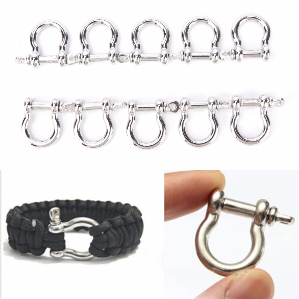 5/10 Pcs Survival Bracelets O-Shaped Stainless Steel Shackle Buckle Outdoor Camping Survival Rope