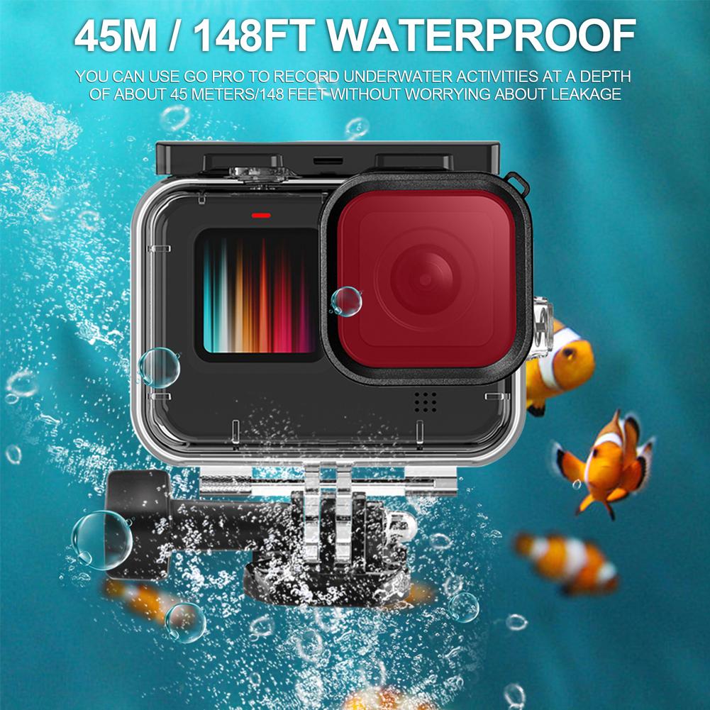 For Go pro Hero 9 Accessorie Waterproof Underwater Housing Case Diving Cover Lens Filter For Gopro Hero 9 Black Action Camera