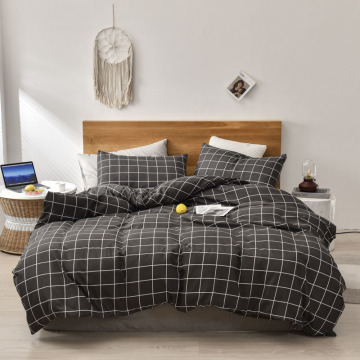 Simple Bedding Set Plaid Quilt Cover Stripe Pillowcase Comfortable Household Product Breathable Bedclothes Soft Fabric For Home