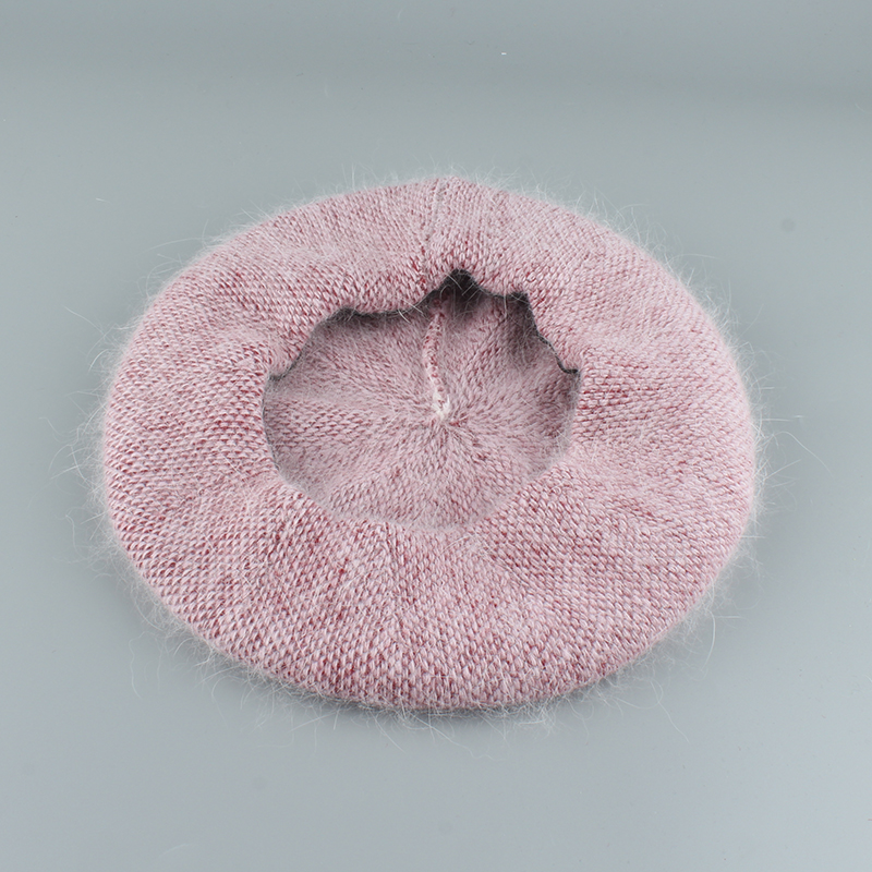 New Winter Warm Beret Hats For Women Girls 30% Rabbit Fur Knitted Hat Fashion Beanie Cap