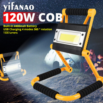 120W High Light Led Folding Work Light USB Rechargeable 1500lm Outdoor Camping Lamp Portable Floodlight COB LED Searchlight