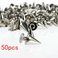 50pcs/Set 7x10mm Silver Cone Studs and Spikes for Clothes Screwback DIY Craft Cool Punk Garment Rivets for Leather /Bag/Shoes