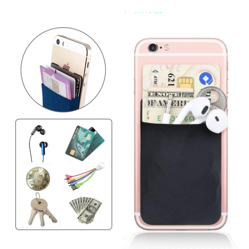 2019 Fashion Elastic Lycra Adhesive Cell Phone ID Credit Card Holder Women Sticker Pocket Wallet Case Card Holder #C