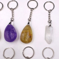 Natural Stone Keychains Handbag Purse Holder Nuggets Raw Amethysts Citrine Crystal Quartz gemStone Dangle Car Clasps Chains