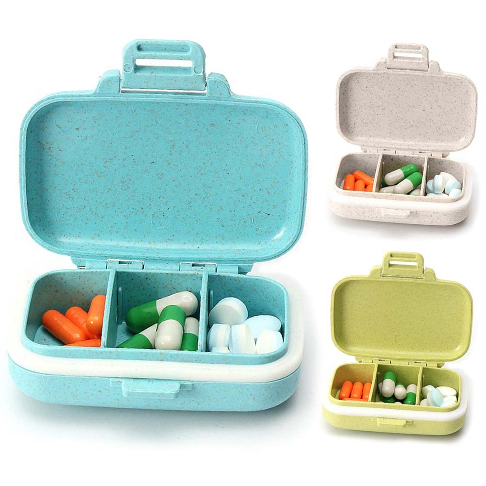 Portable Pill Case 3 Compartment Travel Vitamin Divider Container Storage Box Medicine Organizer can CSV