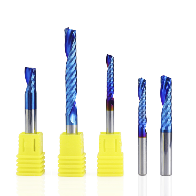 XCAN 1pc 4/6mm Shank 1 Flute End Mill Carbide End Mill Blue Coating CNC Router Bit Single Flute End Mill Milling Cutter