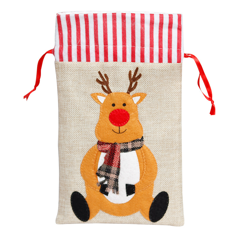 StoBag 18*30CM Cotton Storage Bags New Year Party DIY Christmas Gift Packaging Supplies Santa Claus Pattern Candy Biscuit