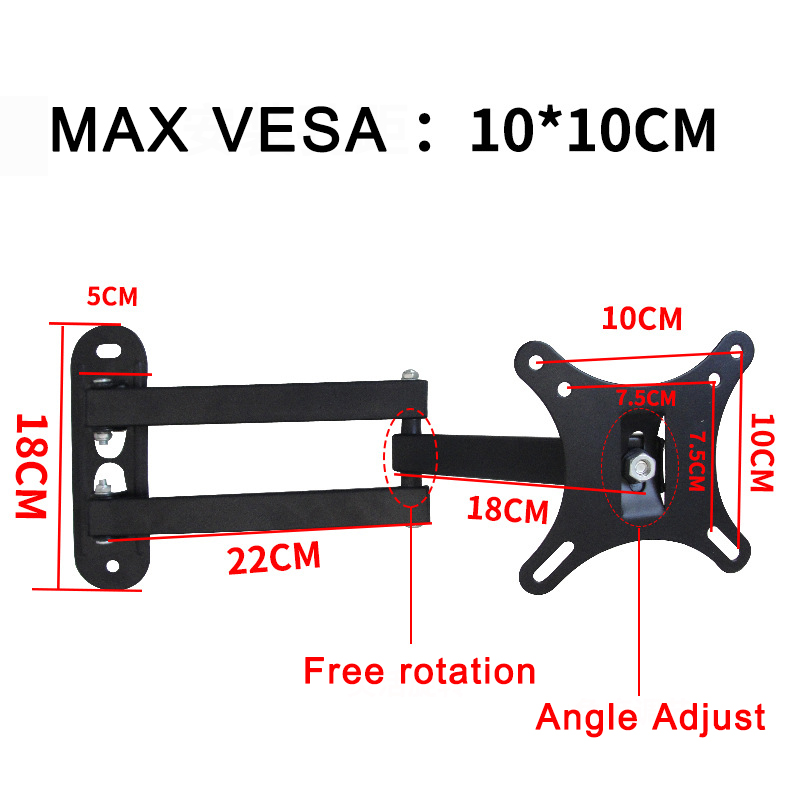 Universal TV Wall Mount Adjustable Flat Panel Frame TV Wall Mount Bracket Support 15 Degrees Tilt for 10-27in LCD LED Monitor