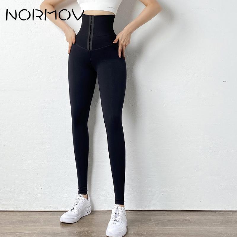 NORMOV Solid Yoga Leggings Abdomen High Waisted Yoga Pants Workout legging Sports Leggings For Fitness Training Tights