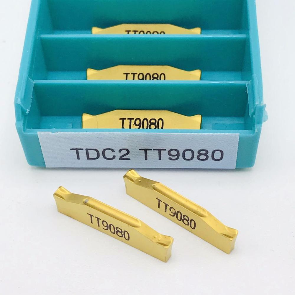 10 pieces TDC2 TT9080 grooving and cutting tool carbide insert double head 2mm tool metal turning tool TDC2 TT9080 lathe tool