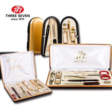 THREE SEVEN/777 Classic LUXURY Nail Clippers Kit 14K Gold-plated Nail Tools Home Care Manicure Pedicure Nail Set Business Gifts