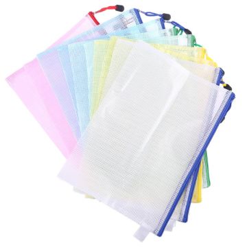 10pcs/lot A4 Mesh Gridding Waterproof Zip Bag Document Pen Filing Products Pocket Folder Free shipping Office & School Supplies