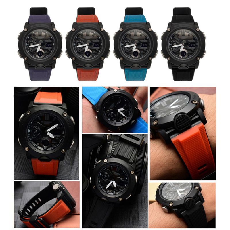 Outdoor Sports Waterproof Soft Silicone Watch Strap Anti-scratch Wristband for Casio GA-2000 Smart Watch Bracelet Accessories