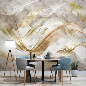 Custom 3D Mural Wallpaper Home Decor Golden Abstract Lines Feather Wall Decals For Living Room Sofa TV Background Wall Painting